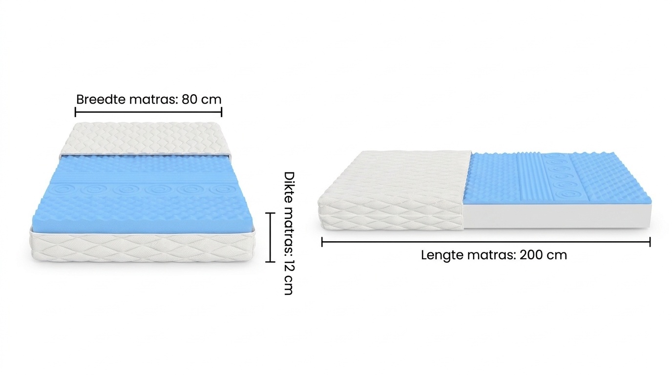 Schuim matras H3 80x200cm dikte 12cm 7 zones