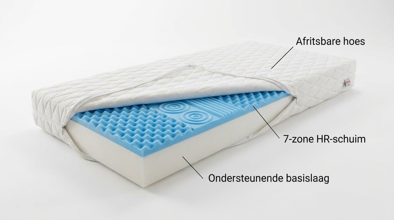 Schuim matras H3 80x200cm dikte 12cm 7 zones