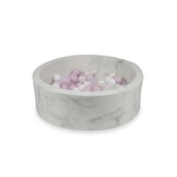 Ballenbak marmer met 200 licht roze parelmoer wit transparante ballen - 90 x 30 cm - rond