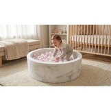 Ballenbak marmer met 200 licht roze parelmoer wit transparante ballen - 90 x 30 cm - rond