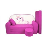 Kinder slaapbank set - logeermatras - sofa - 170 x 100 x 8 - slaapbank - roze - paard