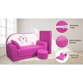 Kinder slaapbank set - logeermatras - sofa - 170 x 100 x 8 - slaapbank - roze - paard