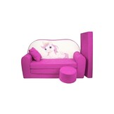 Kinder slaapbank set - logeermatras - sofa - 170 x 100 x 8 - slaapbank - roze - paard