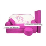 Kinder slaapbank set - logeermatras - sofa - 170 x 100 x 8 - slaapbank - roze - paard