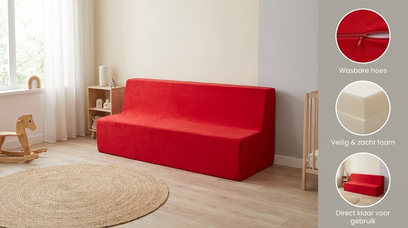Kinder meubel - Kinder fauteuil - Kinderbankje - rood - 50 x 120 x 40 cm - 215 gram