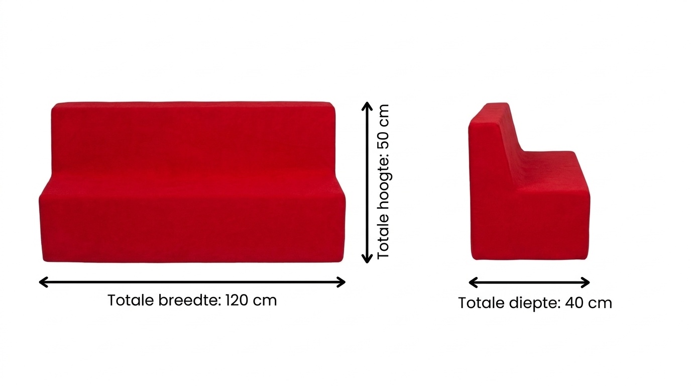 Kinder meubel - Kinder fauteuil - Kinderbankje - rood - 50 x 120 x 40 cm - 215 gram