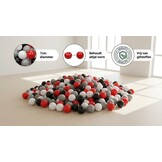 Ballenbak ballen 500 stuks 7cm, wit, rood, grijs, zwart