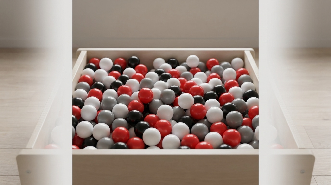 Ballenbak ballen 500 stuks 7cm, wit, rood, grijs, zwart