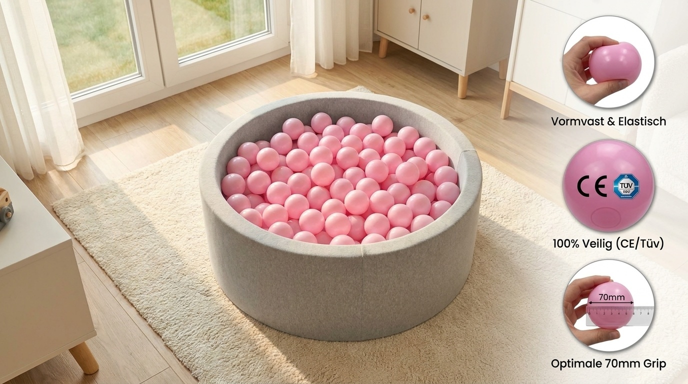 Ballenbak ballen poeder roze (70mm) 500 stuks
