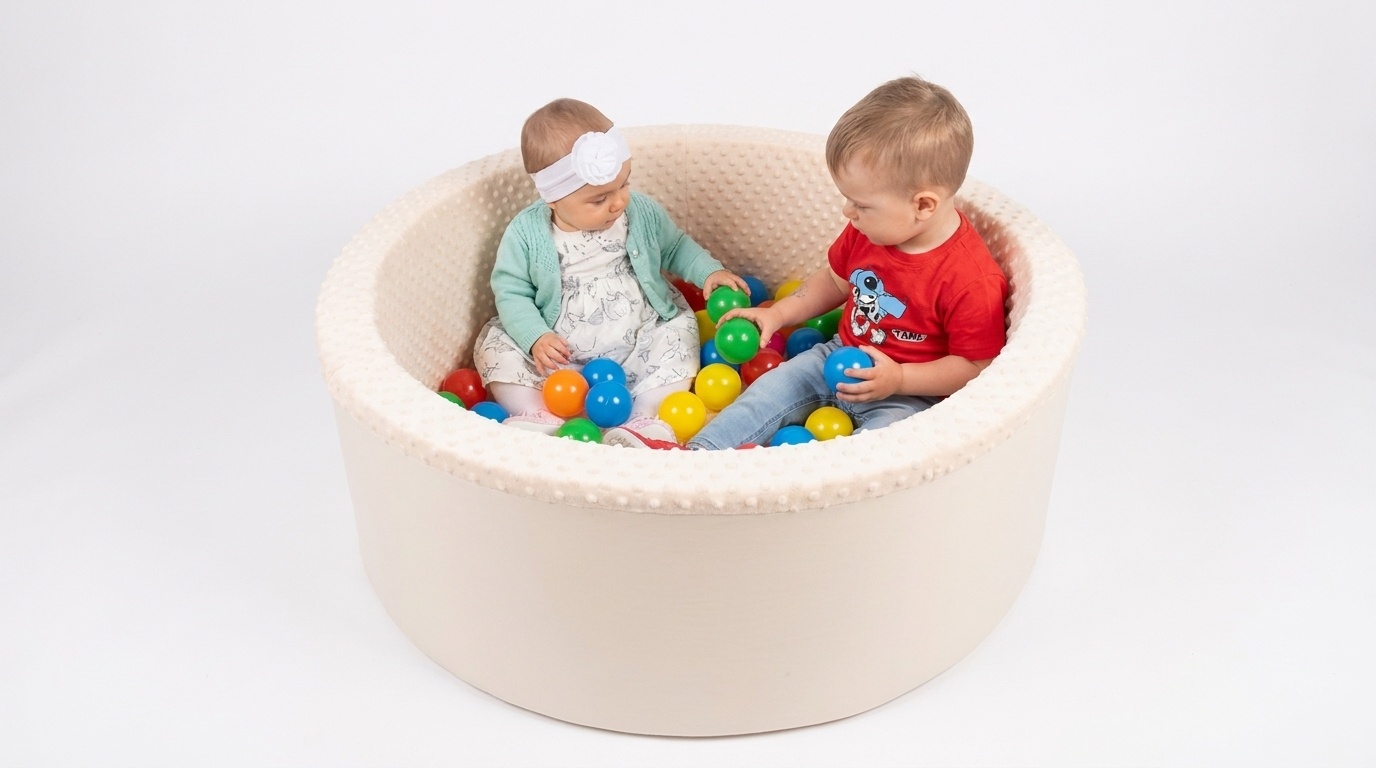 Ballenbak - stevig ballenbad - 90 cm - beige - zonder ballen