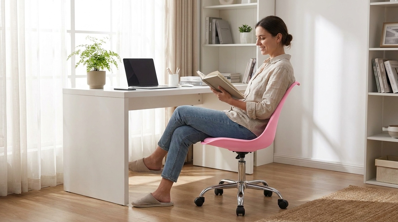 Bureaustoel roze - Hoogte verstelbaar | Ergonomisch | 82-94cm