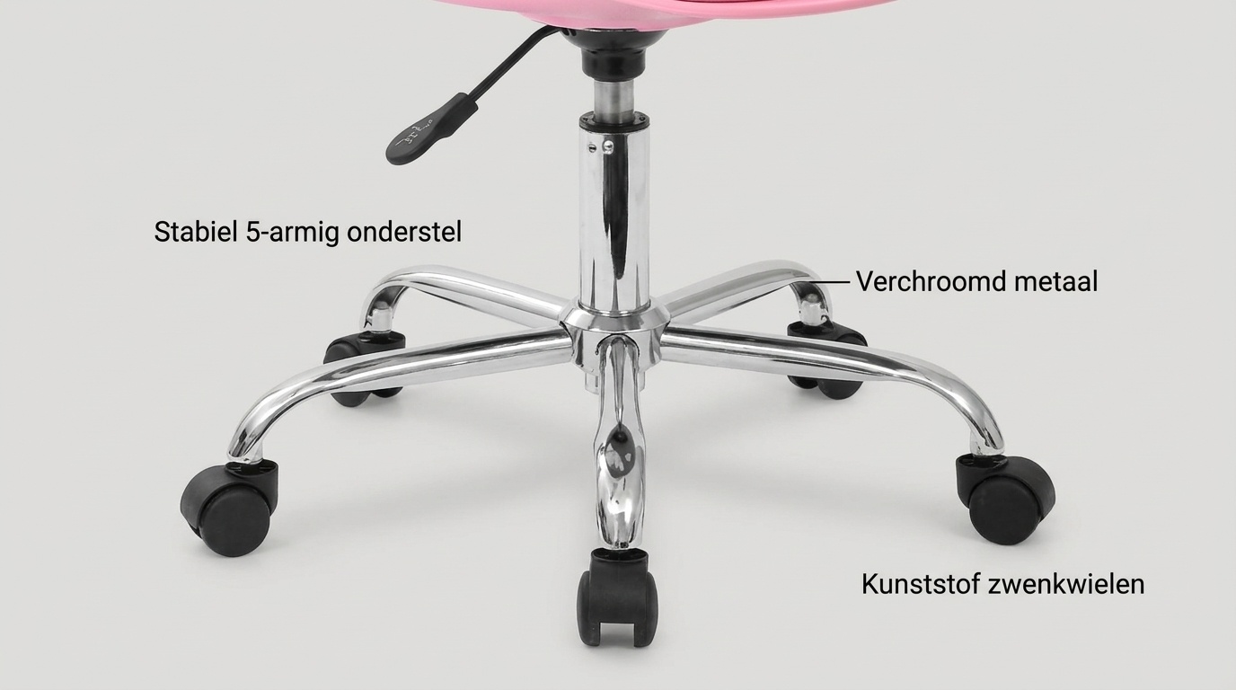 Bureaustoel roze - Hoogte verstelbaar | Ergonomisch | 82-94cm
