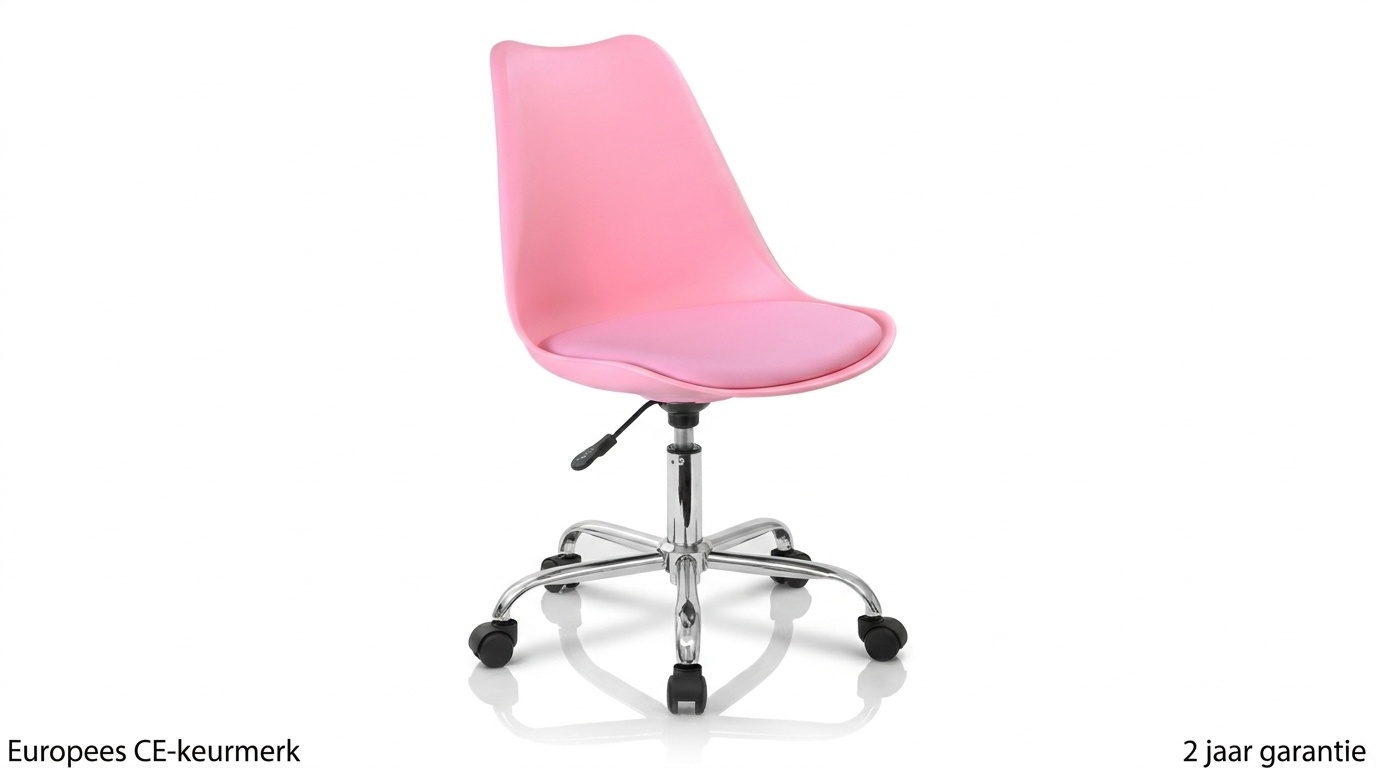 Bureaustoel roze - Hoogte verstelbaar | Ergonomisch | 82-94cm