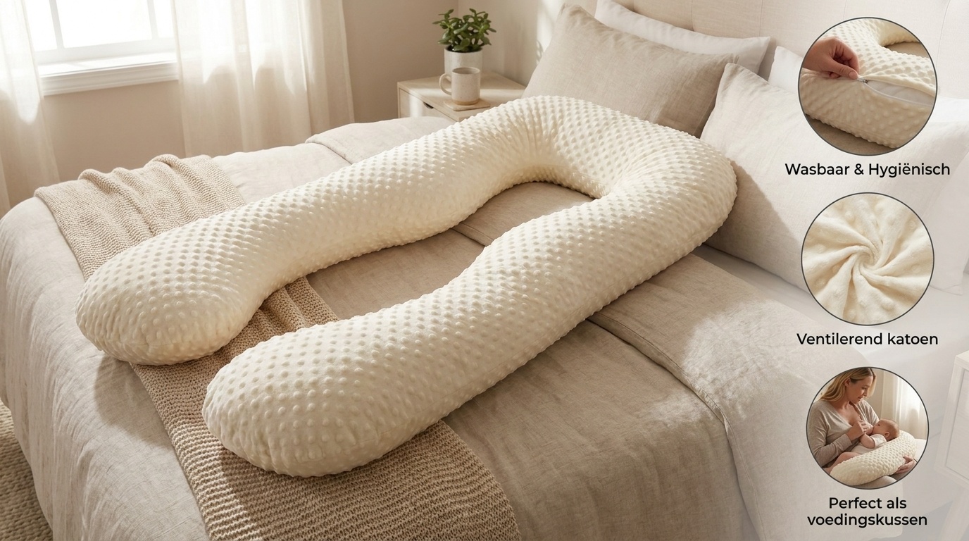 Zwangerschapskussen 100% katoen 300 cm beige