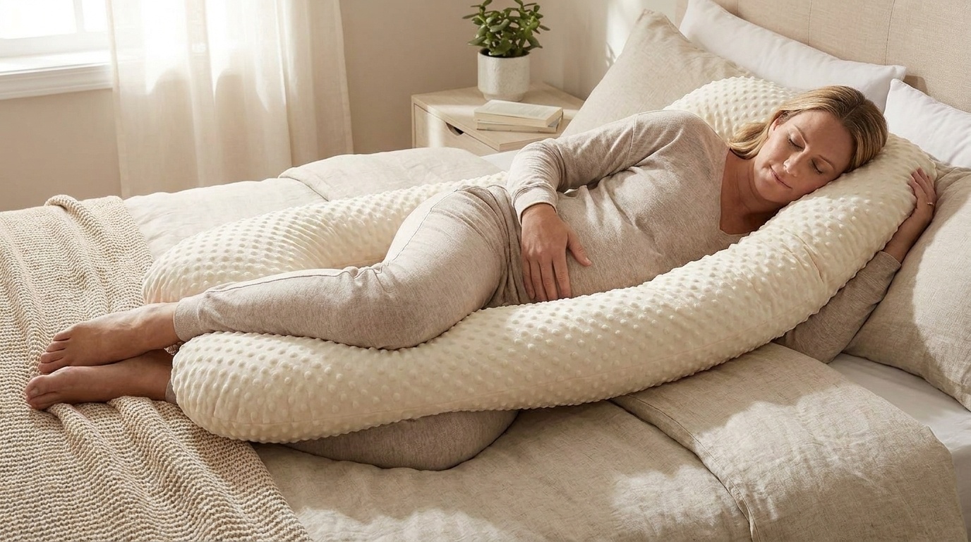 Zwangerschapskussen 100% katoen 300 cm beige