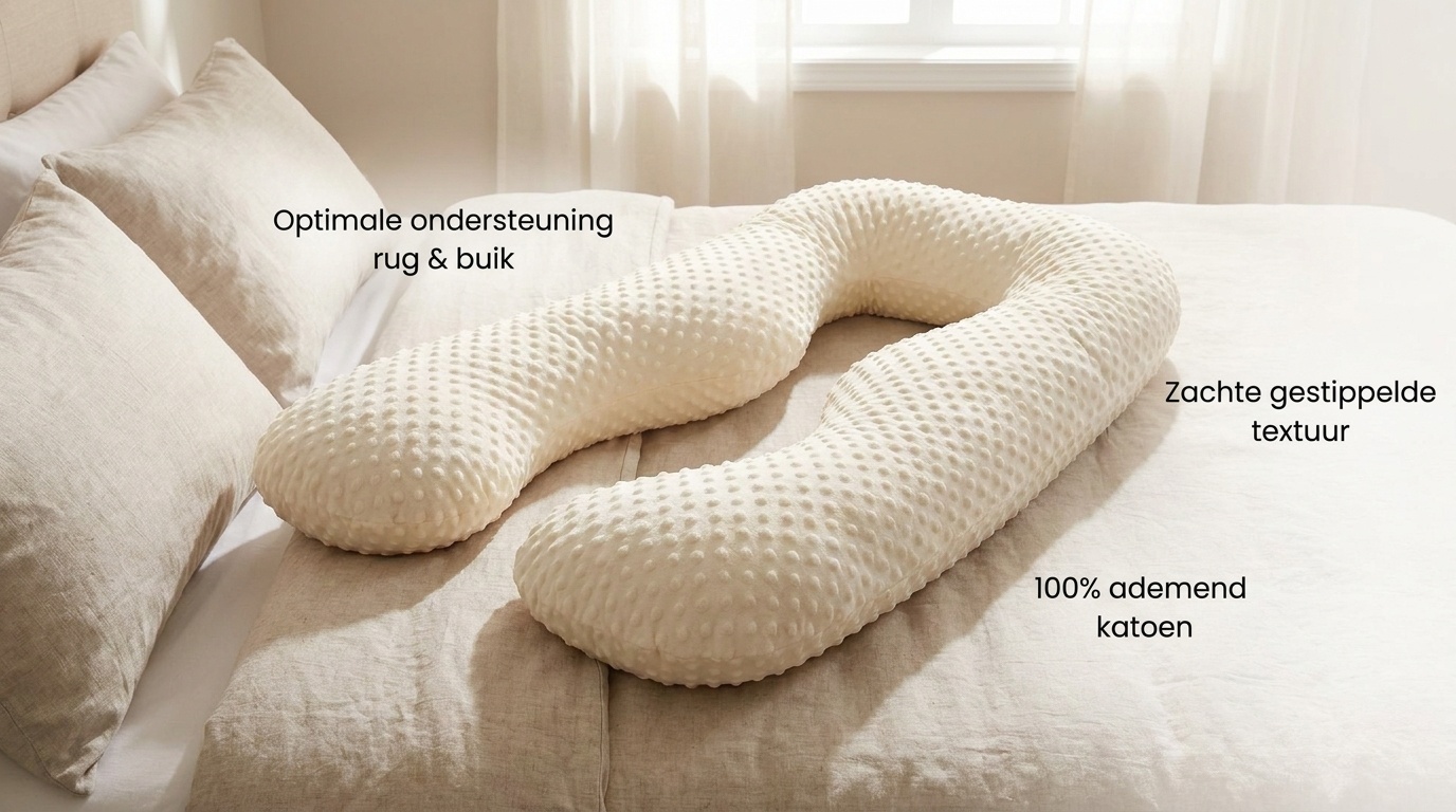 Zwangerschapskussen 100% katoen 300 cm beige