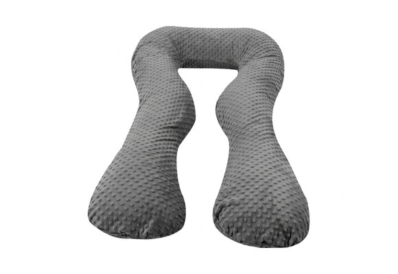 Voedingskussen zwangerschapskussen - 300 cm - grijs Minky dots