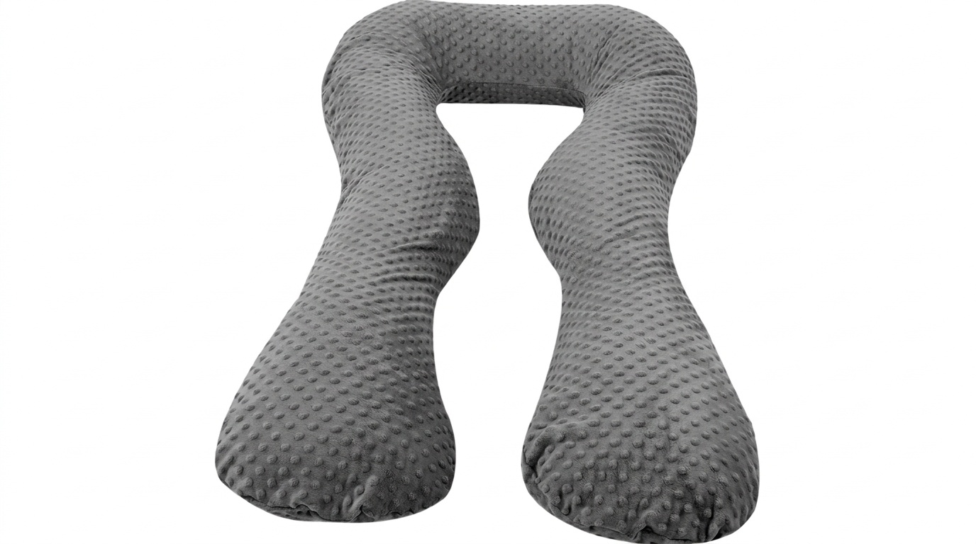 Voedingskussen zwangerschapskussen - 300 cm - grijs Minky dots