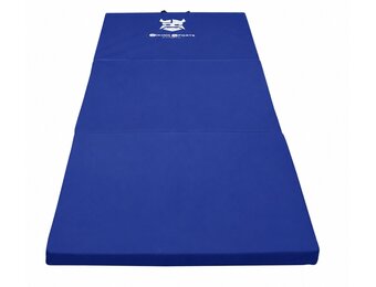 Fitness mat - opvouwbaar - 80x200x5 cm - waterdicht - blauw