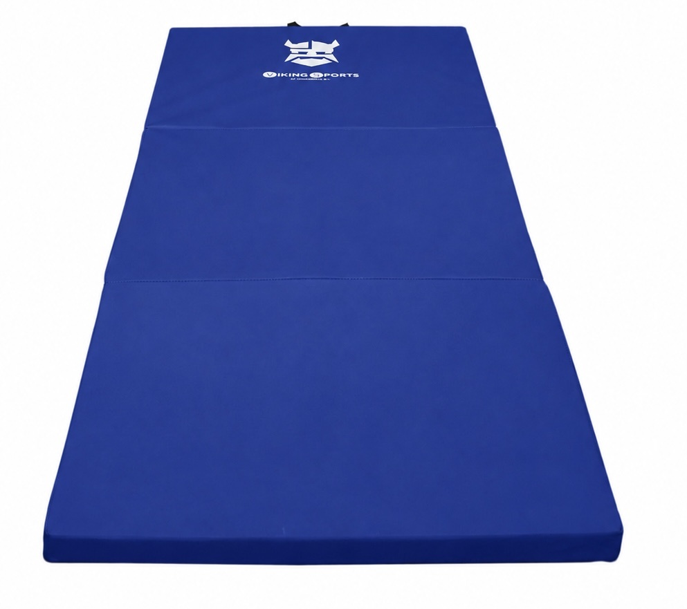Fitness mat - opvouwbaar - 80x200x5 cm - waterdicht - blauw