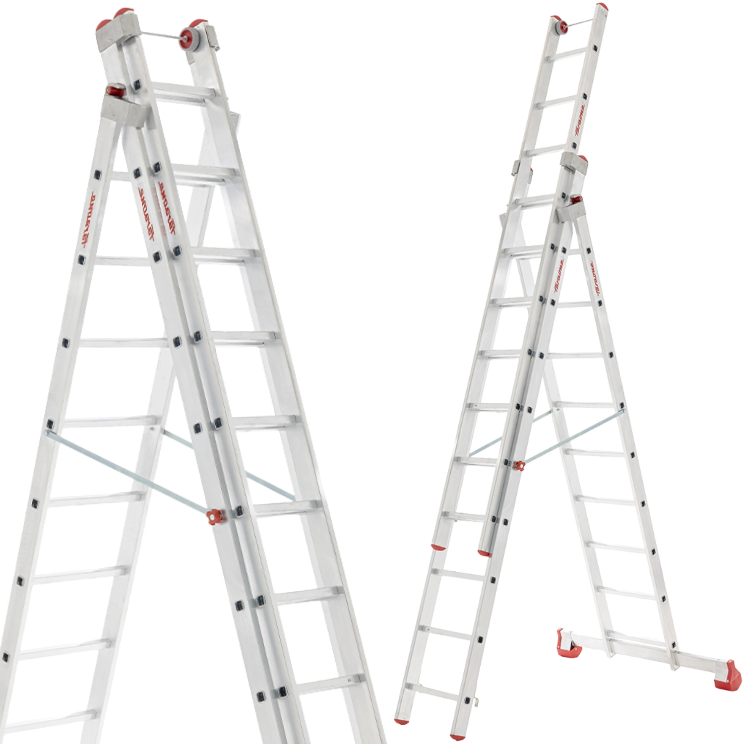 Multifunctionele ladder 3x15 - werkhoogte 11,11 m - aluminium