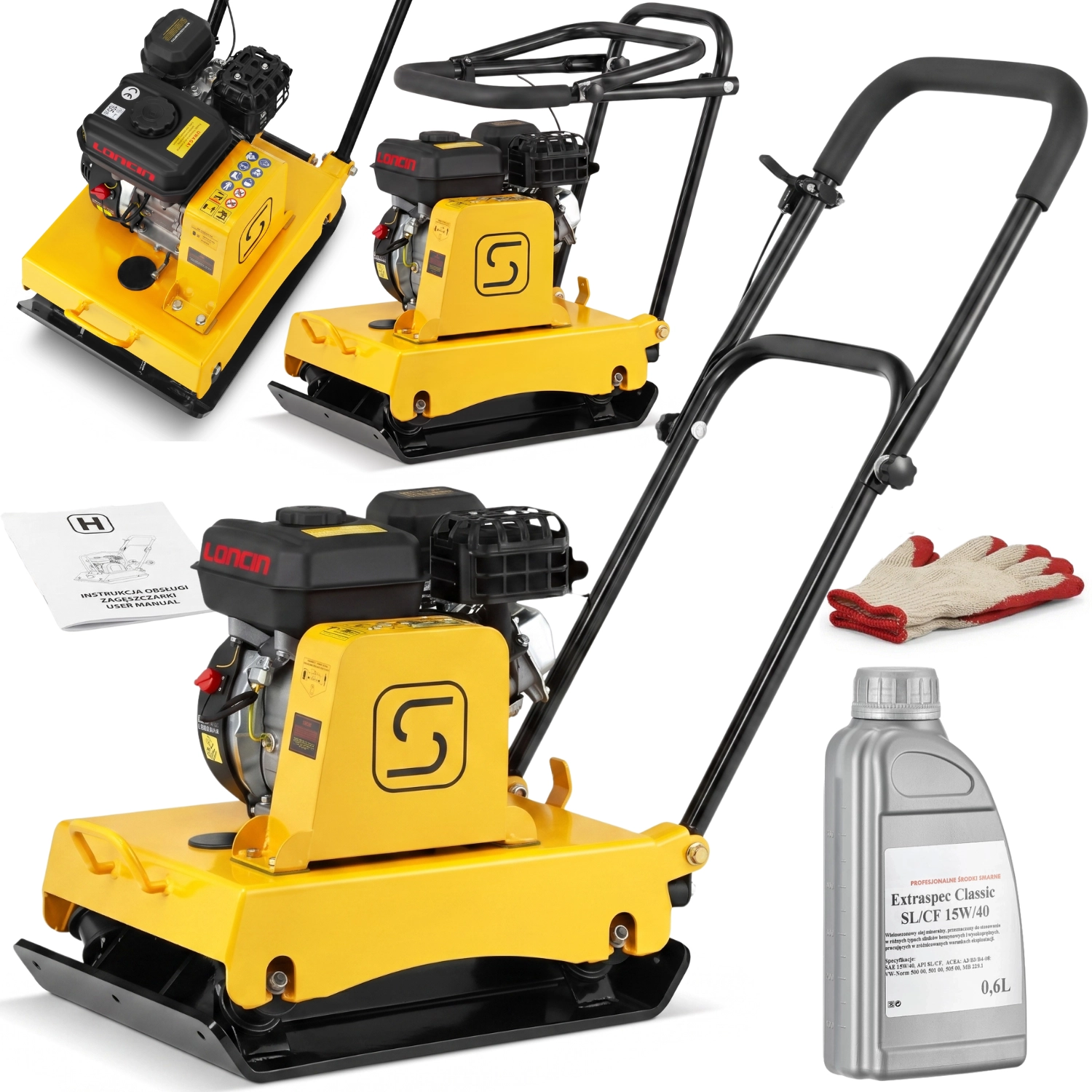 Trilplaat - grondverdichter - 60 kg - 6,5 pk motor - 17 kN