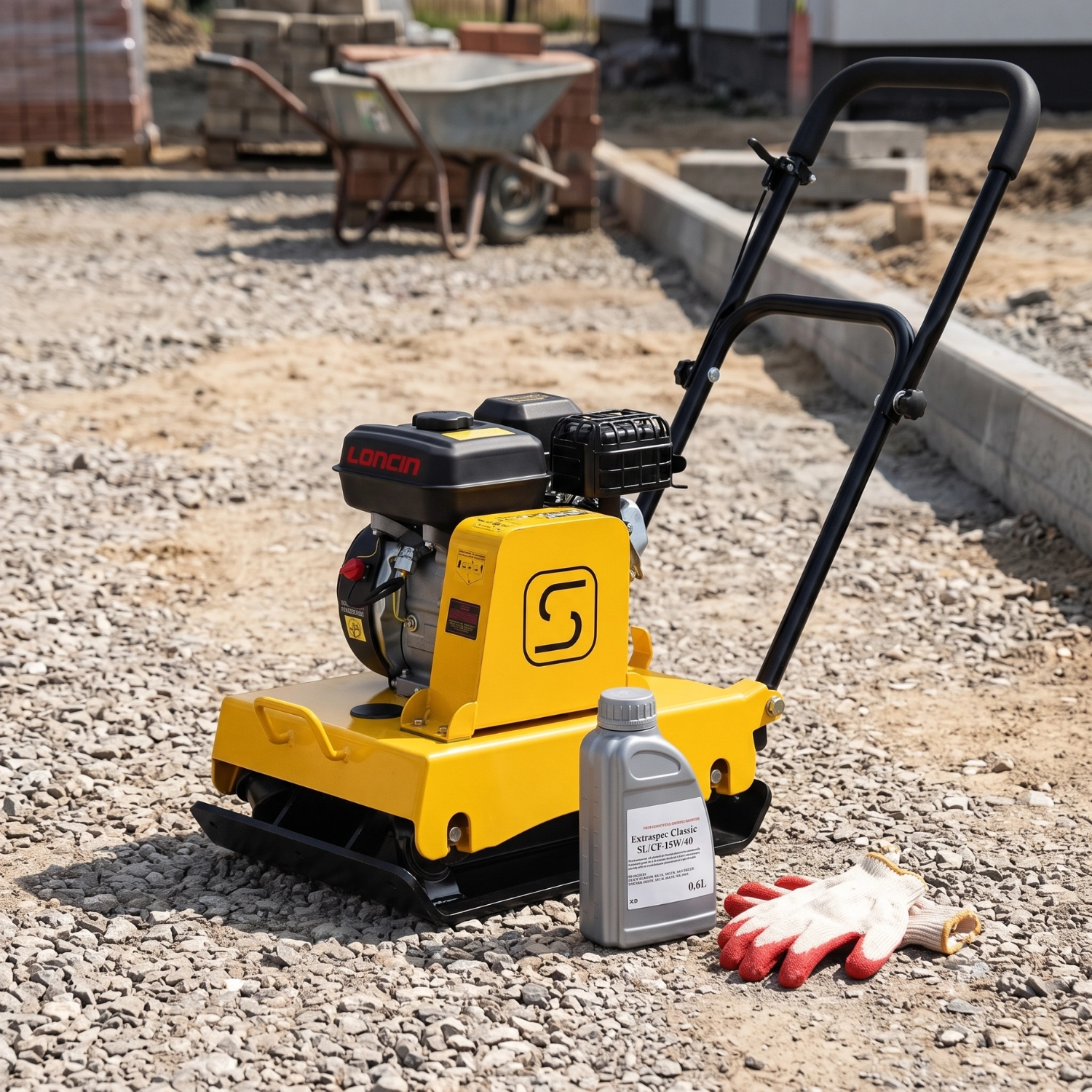Trilplaat - grondverdichter - 60 kg - 6,5 pk motor - 17 kN