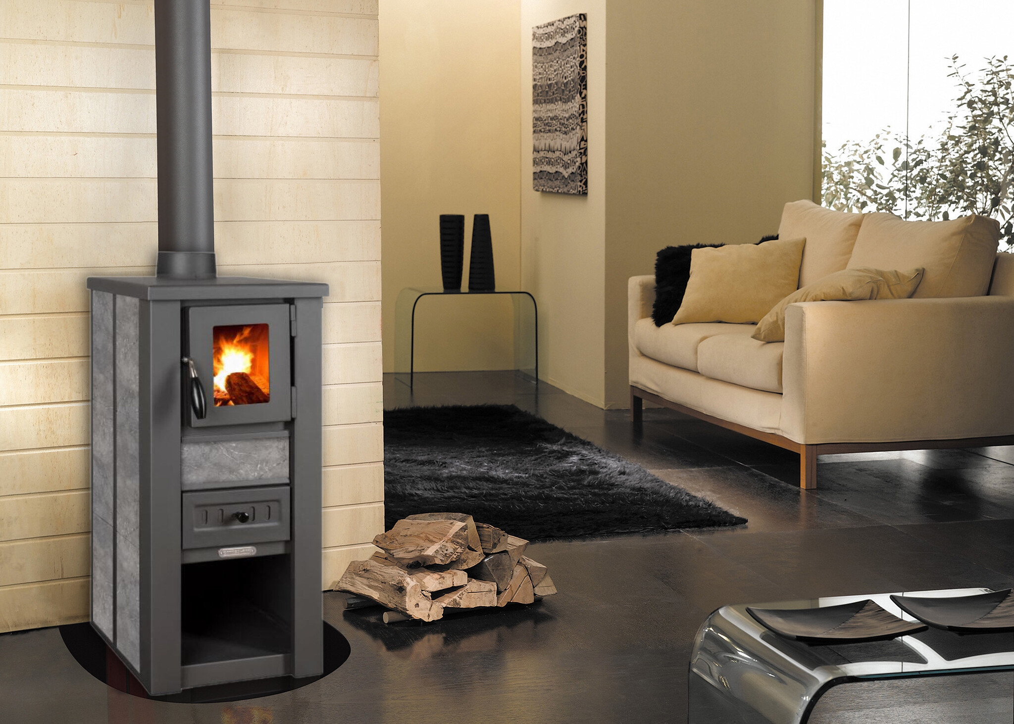 Houtkachel - Pro-Termo Lava Ceramic - 6 kW - grijs