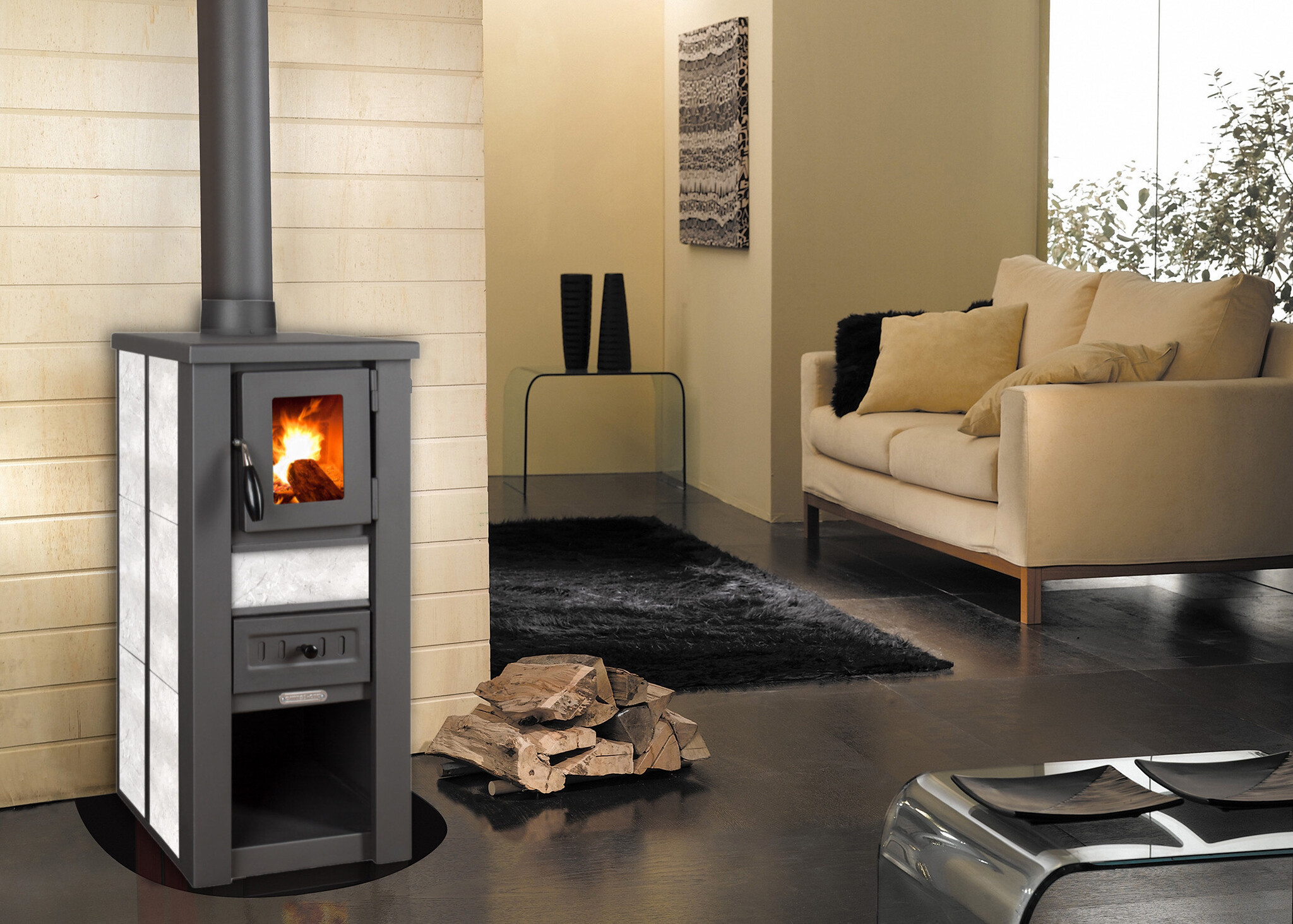 Houtkachel - Pro-Termo Lava Ceramic - 6 kW - wit