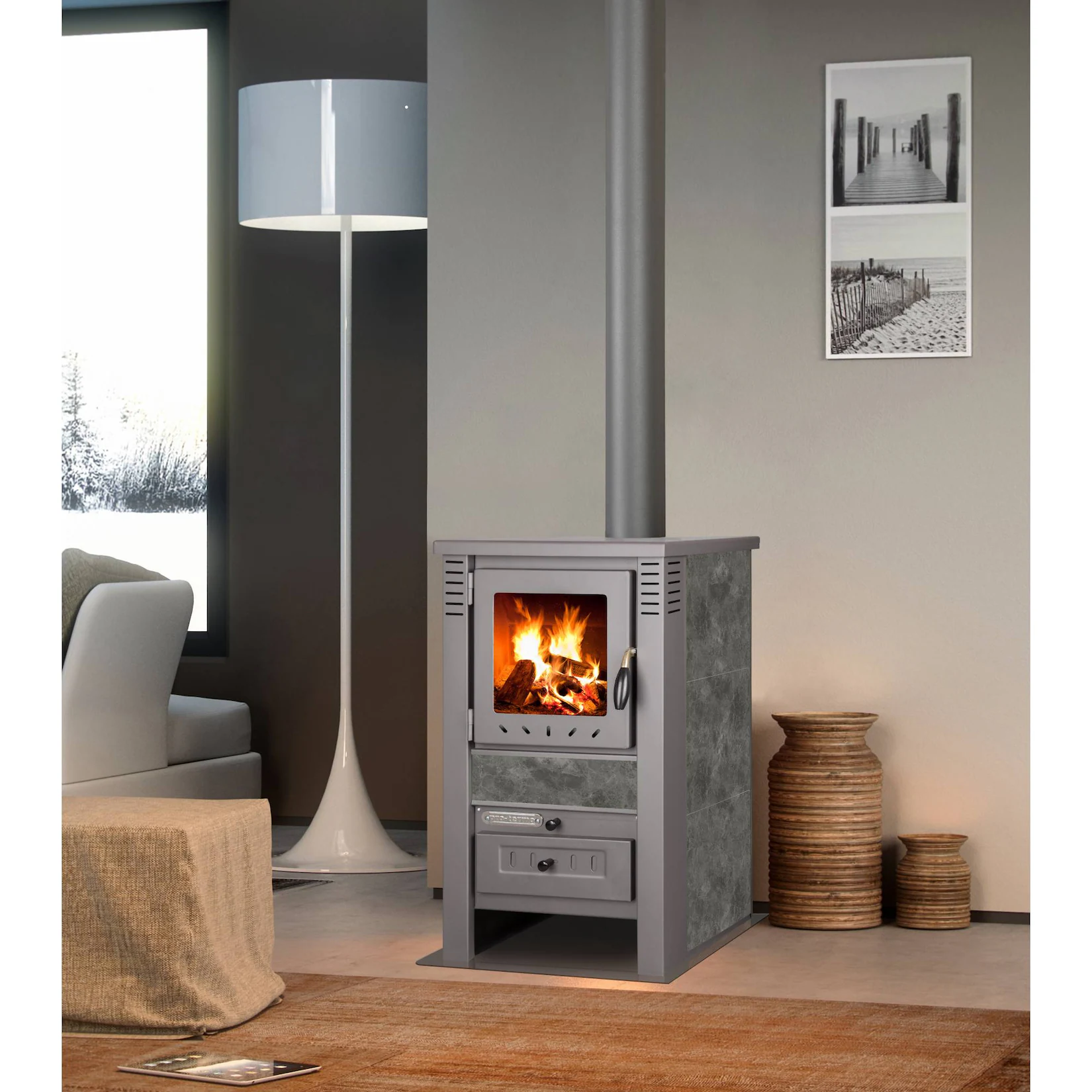 Houtkachel - Pro-Termo Nova G - 7,5 kW - grijs
