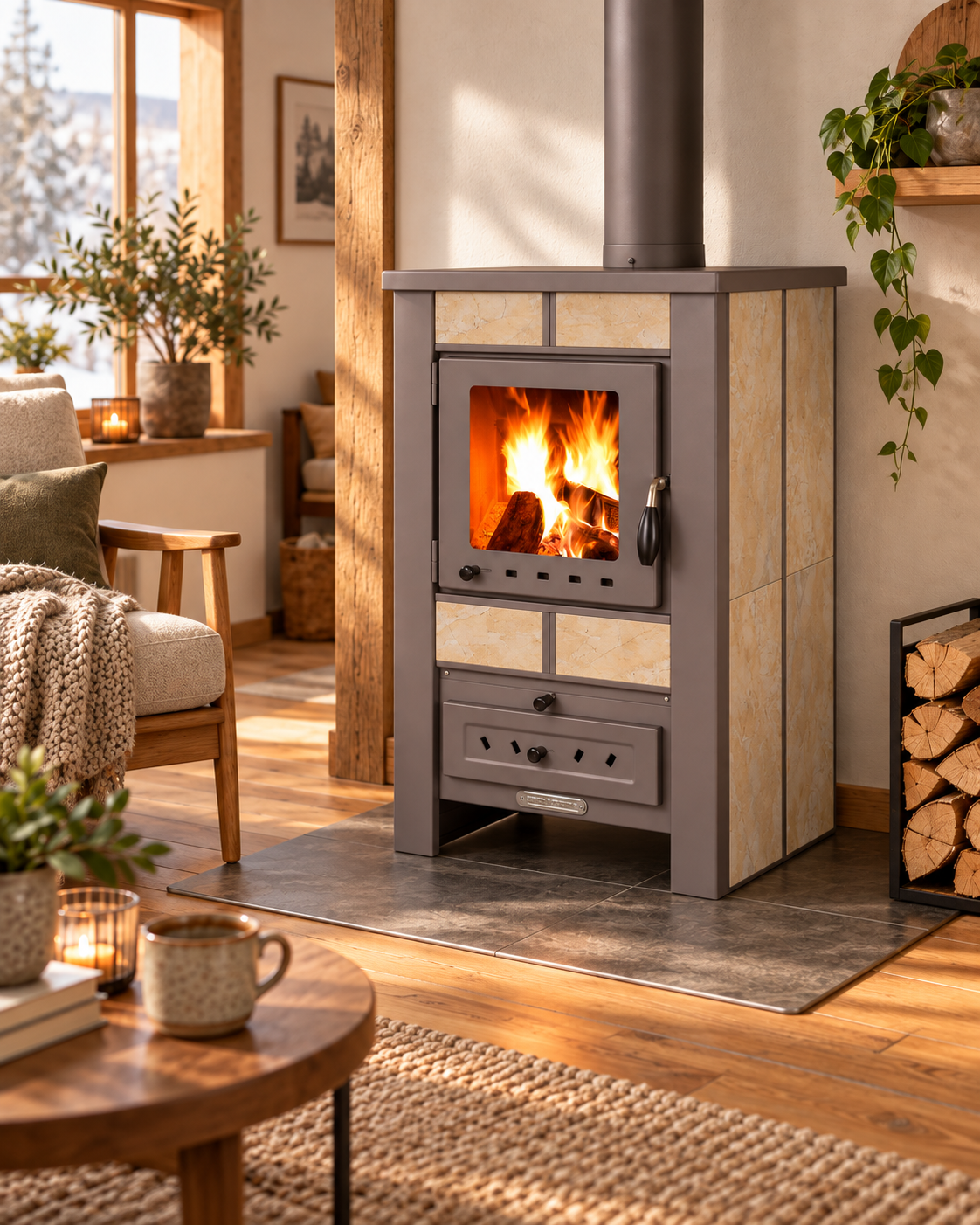Houtkachel - Pro-Termo Alpina G - 8 kW - beige
