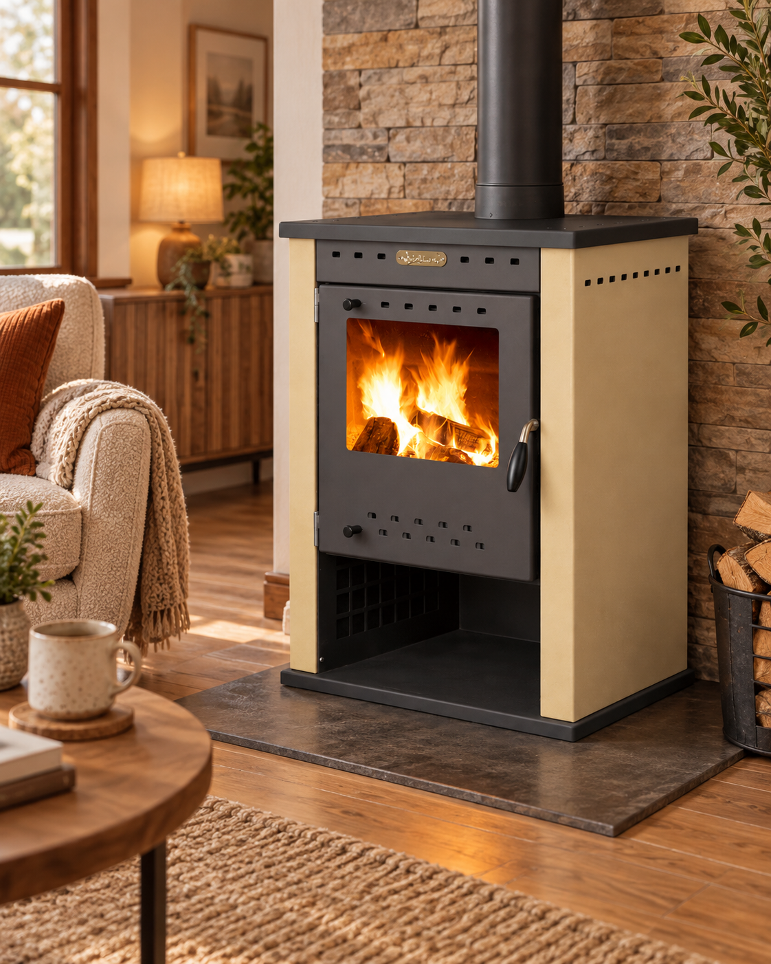 Houtkachel - Pro-Termo Fenix Color - 12 kW - beige