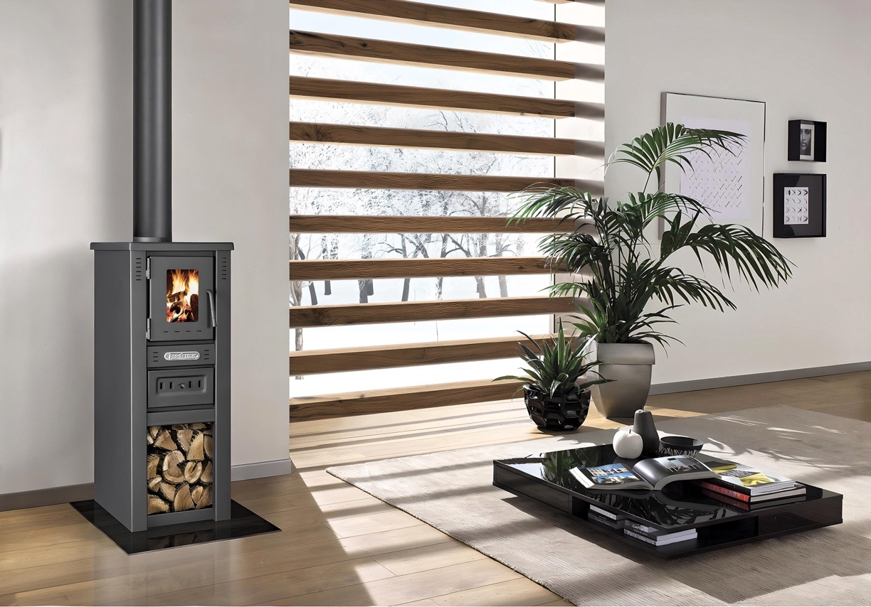 Houtkachel - Pro-Termo Lava Basic Glass - 6 kW - grijs