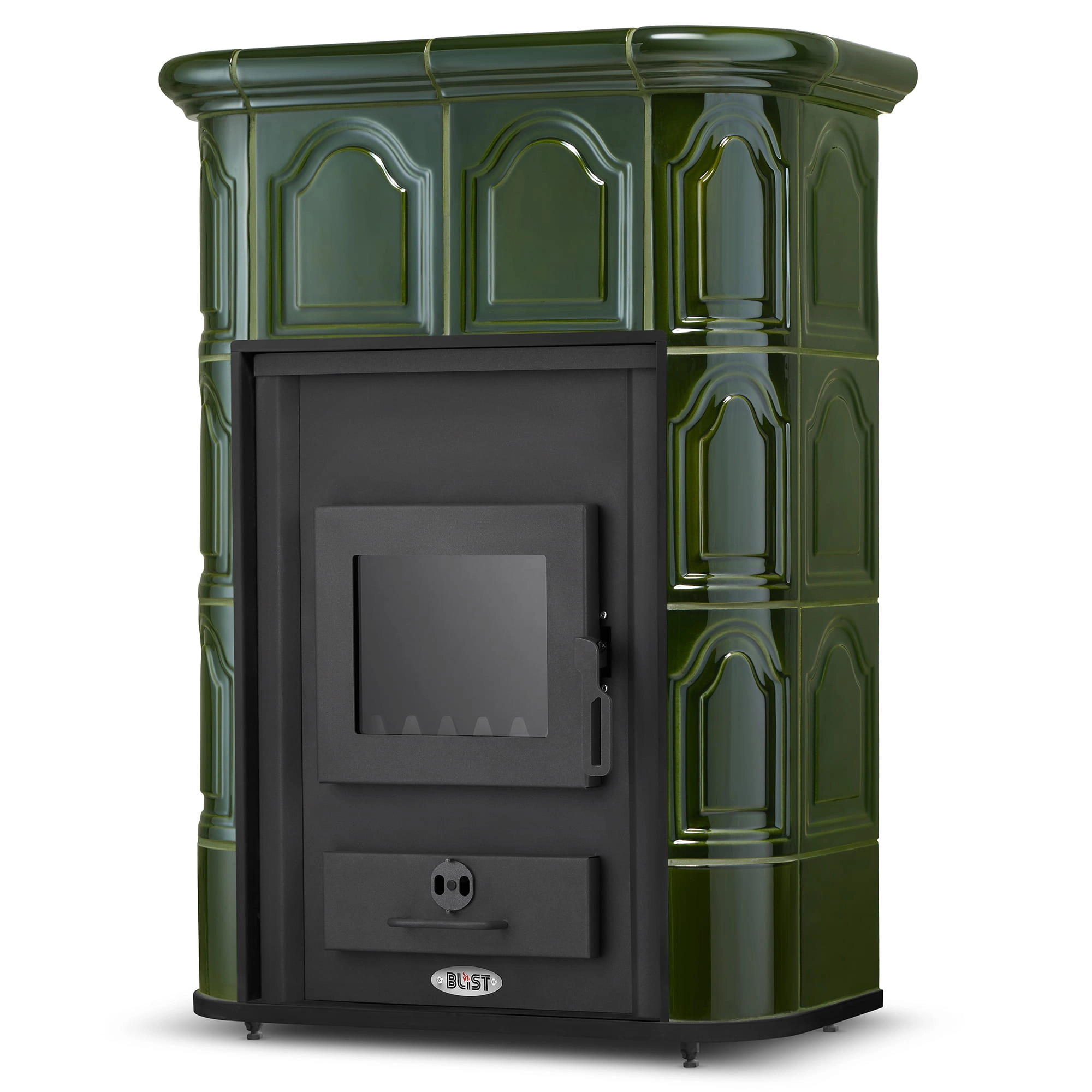 CV houtkachel - tegelkachel met watermantel - 9 kW - groen