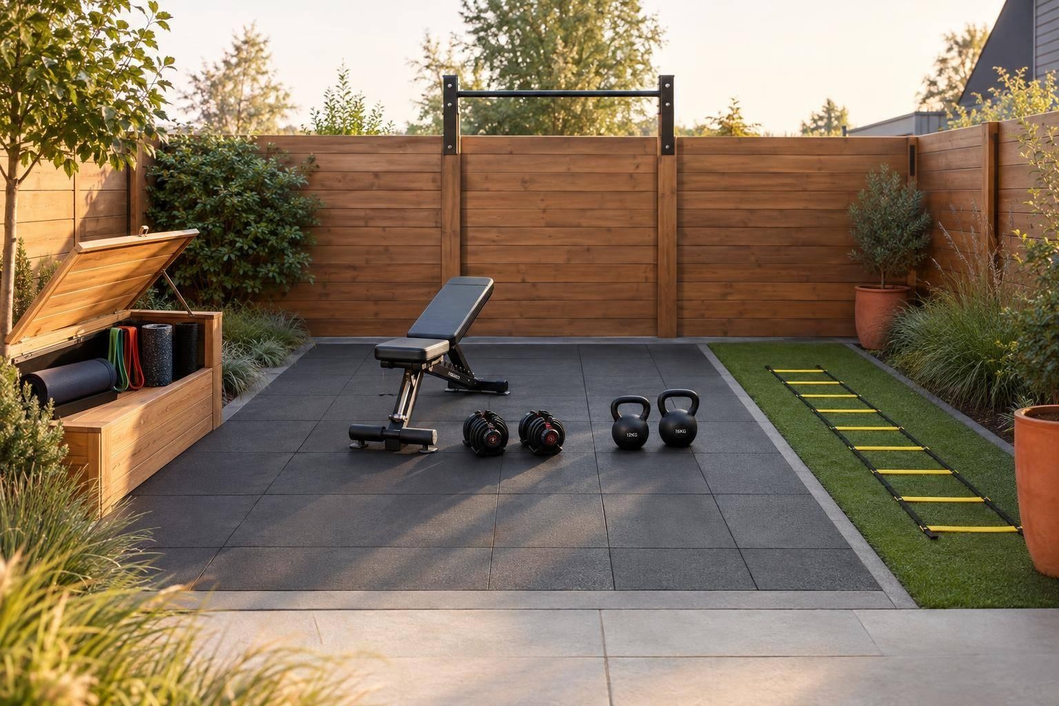 Sporthoek in de tuin: indeling voor buiten trainen