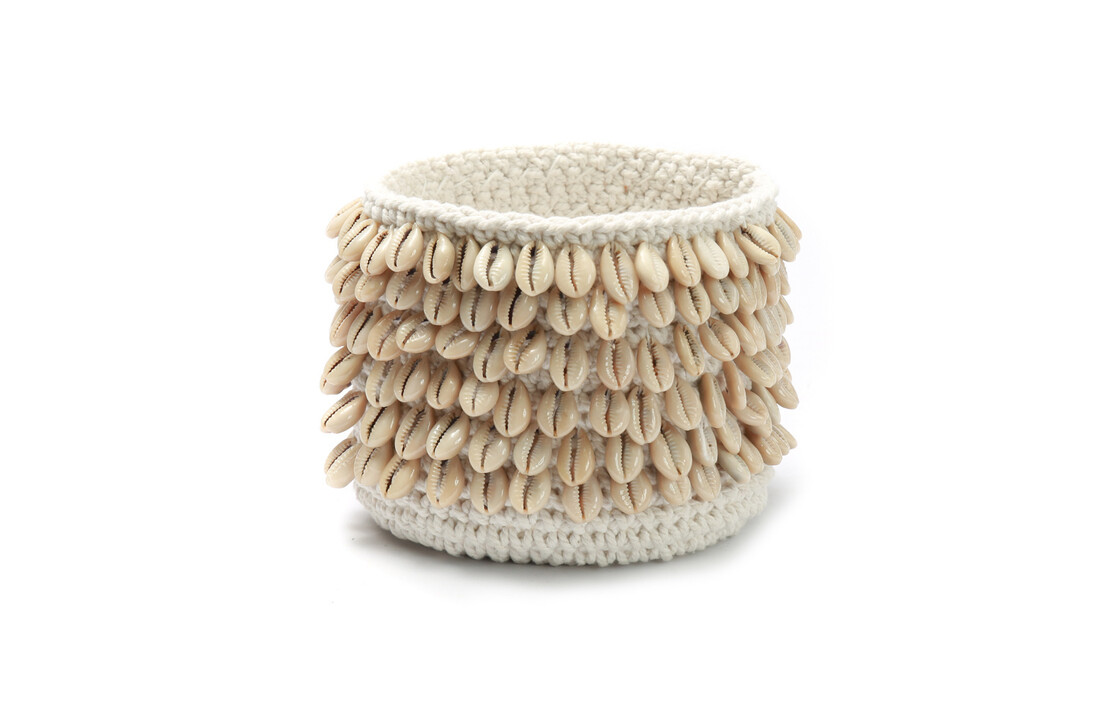 The Cowrie Macrame Planter - Natural M