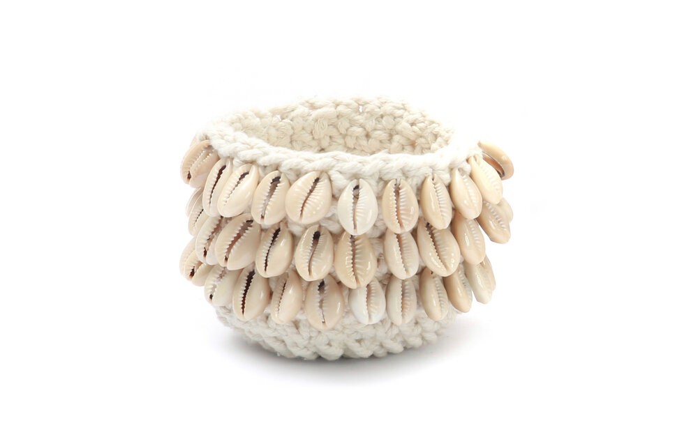 The Cowrie Macrame Candle Holder - Natural S