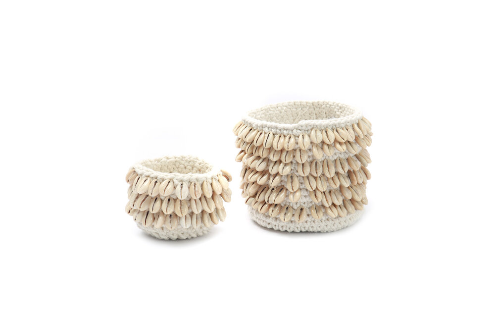 The Cowrie Macrame Candle Holder - Natural S