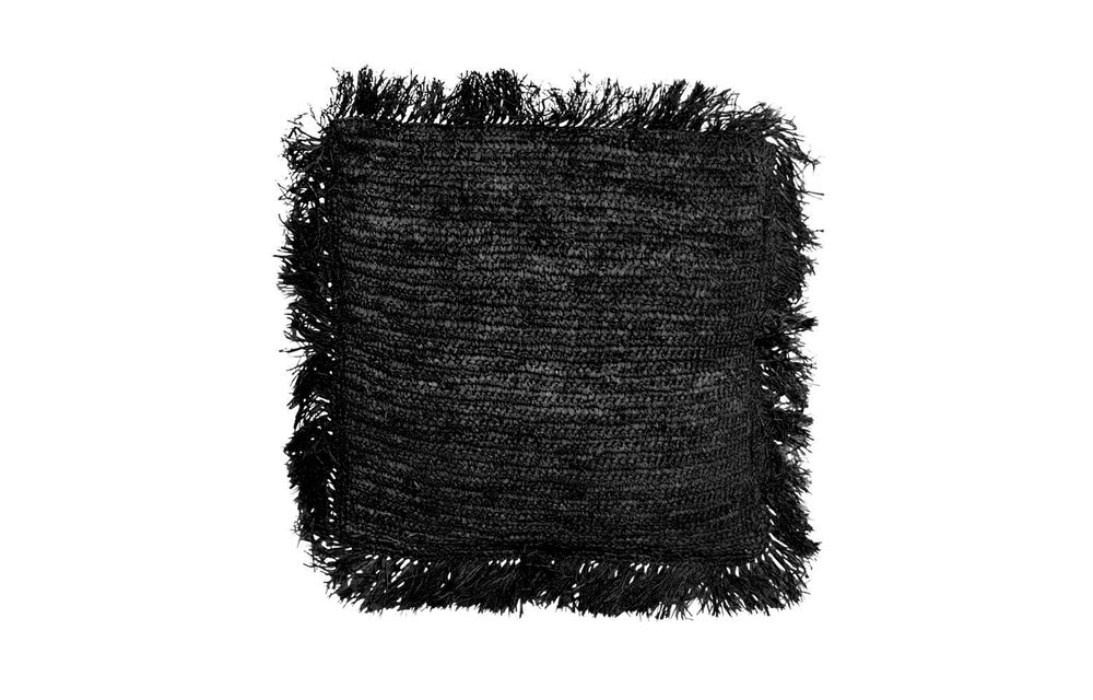 The Raffia Cushion Square - Black - L