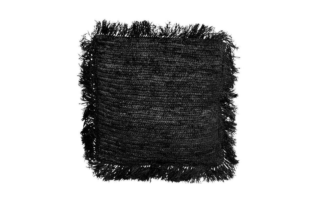 The Raffia Cushion Square - Black - L