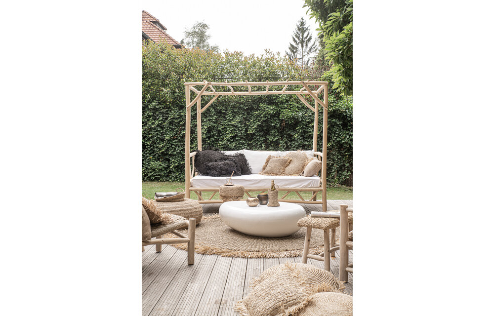 The Raffia Cushion Round - Black - L
