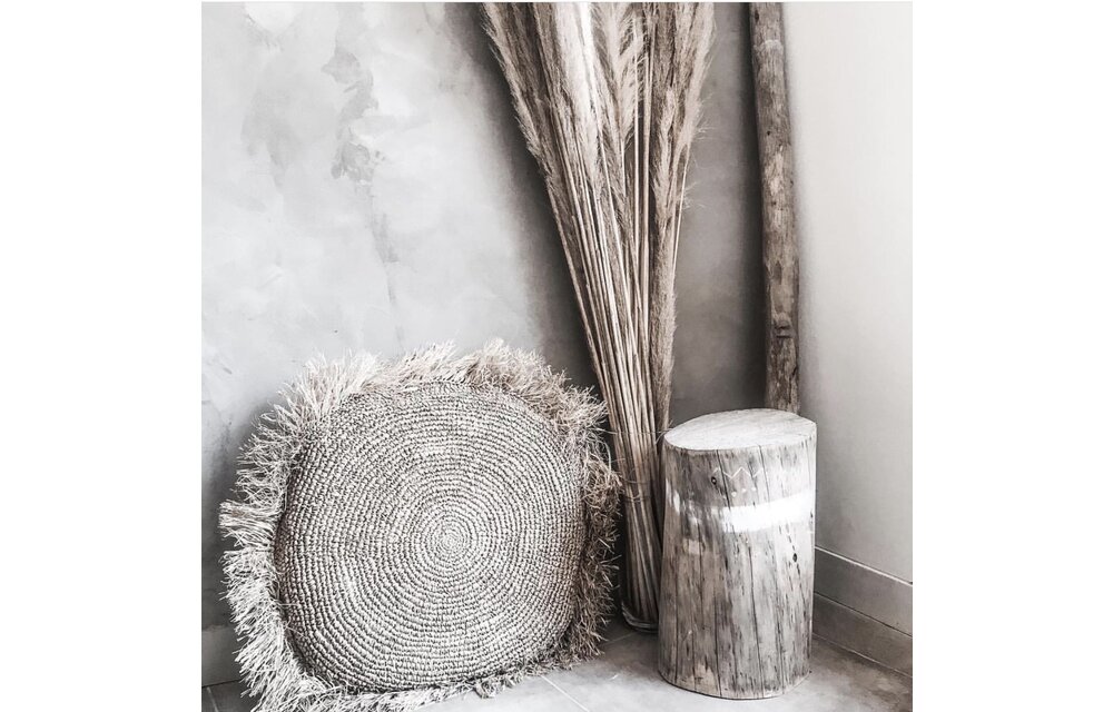 The Raffia Cushion Round - Natural - L