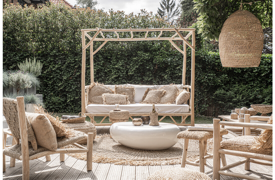 The Raffia Cushion Round - Natural - L