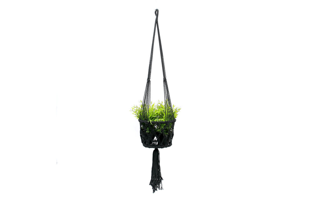 The Macrame Plant Holder - Black - L