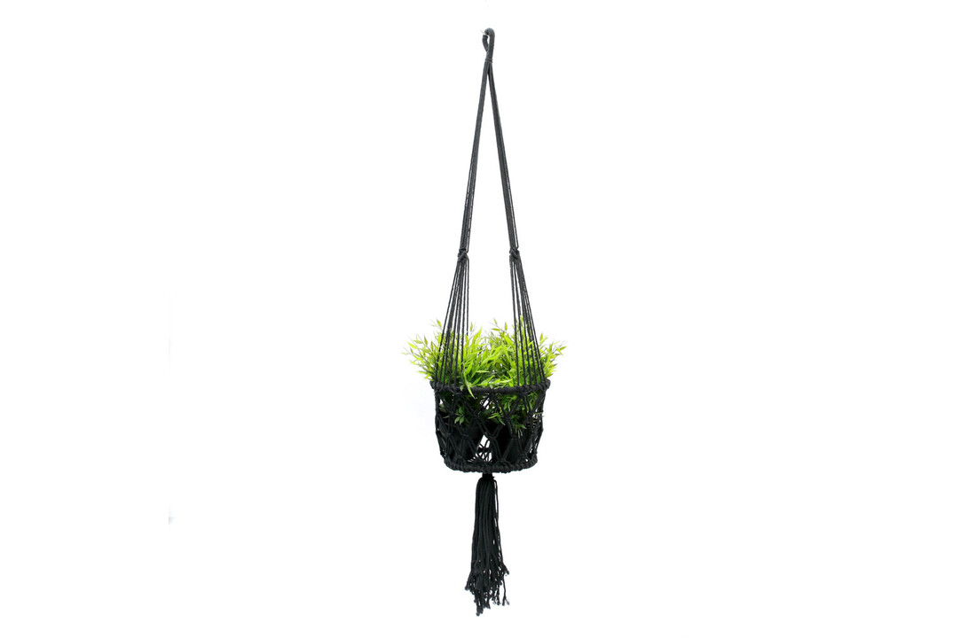 The Macrame Plant Holder - Black - L