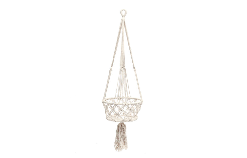 The Macrame Plant Holder - White - L
