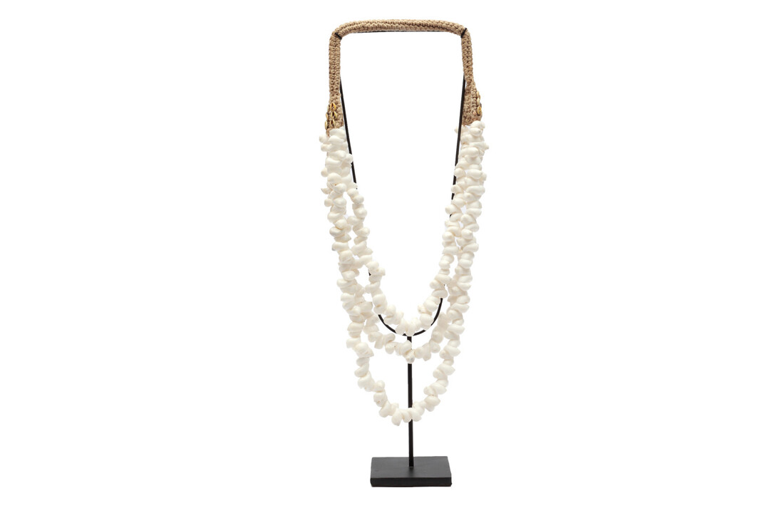 The White Coastal Shell Necklace on Stand