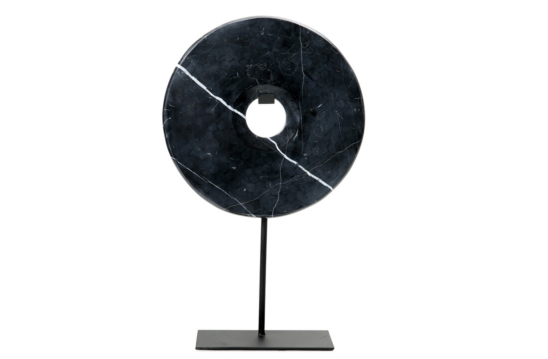 The Marble Disc on Stand - Black - L