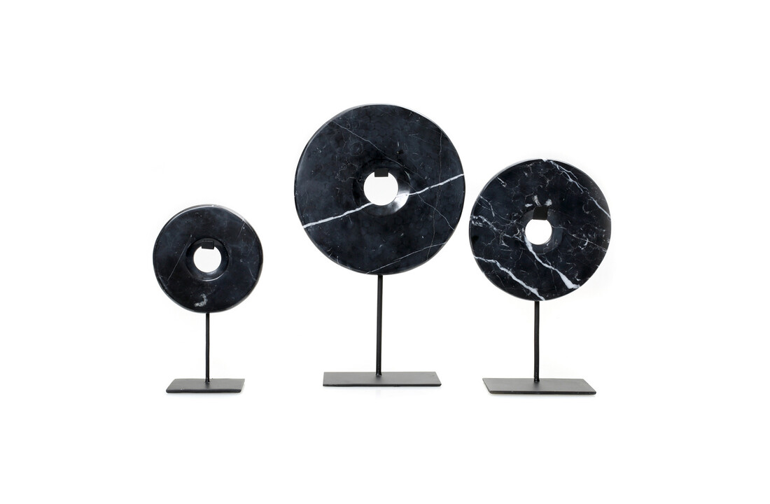 The Marble Disc on Stand - Black - L