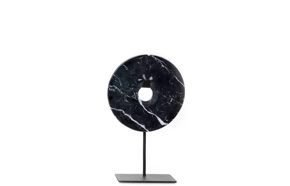 The Marble Disc on Stand - Black - M